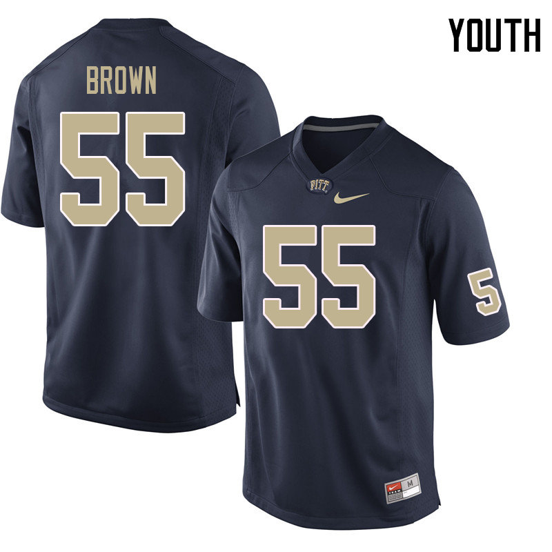 Youth #55 Chase Brown Pittsburgh Panthers College Football Jerseys Sale-Navy